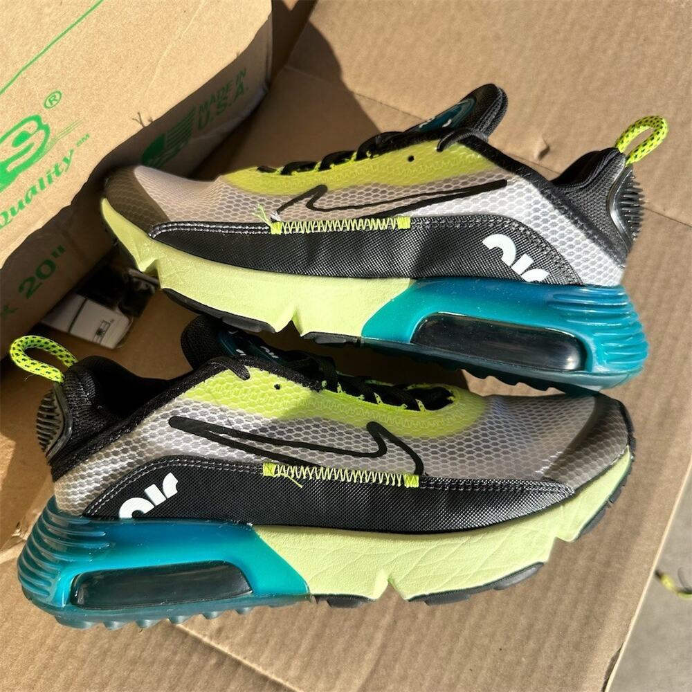 Nike Air Max 2090 Womens Sneakers White Volt Blue Black Size 7